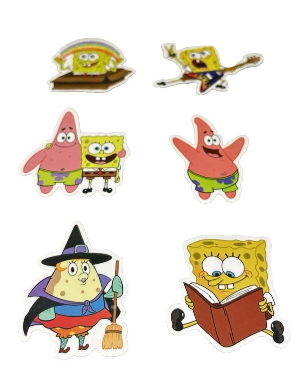 SpongeBob SquarePants 6pc Vinyl Stickers Lot Cartoon Water Bottle Laptop Decals
